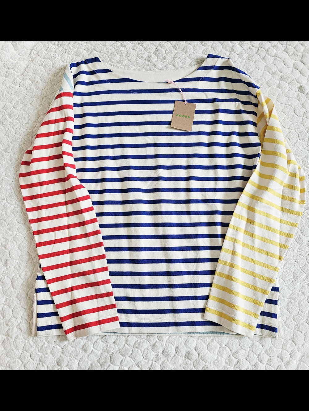 New Boden Women's Multi-Stripe Long Sleeve Top - Blue/Red/Yellow - Picture 2 of 9